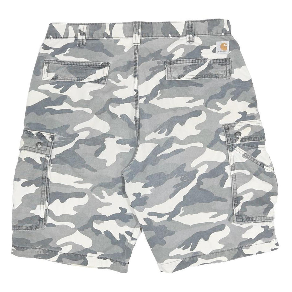 CARHARTT Mens Grey Camouflage Cargo Cotton Shorts L W36 Relaxed Fit