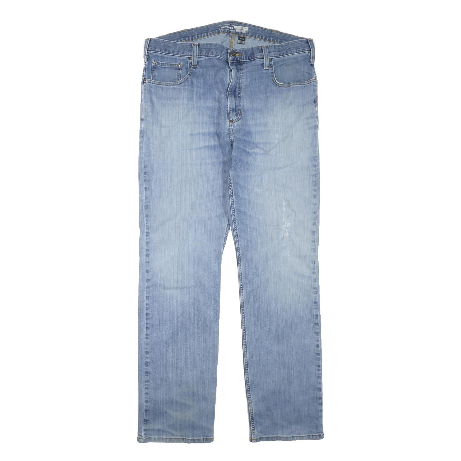 CARHARTT Mens Jeans Blue Regular Straight Denim Light W38 L34 Zip Cotton Blend