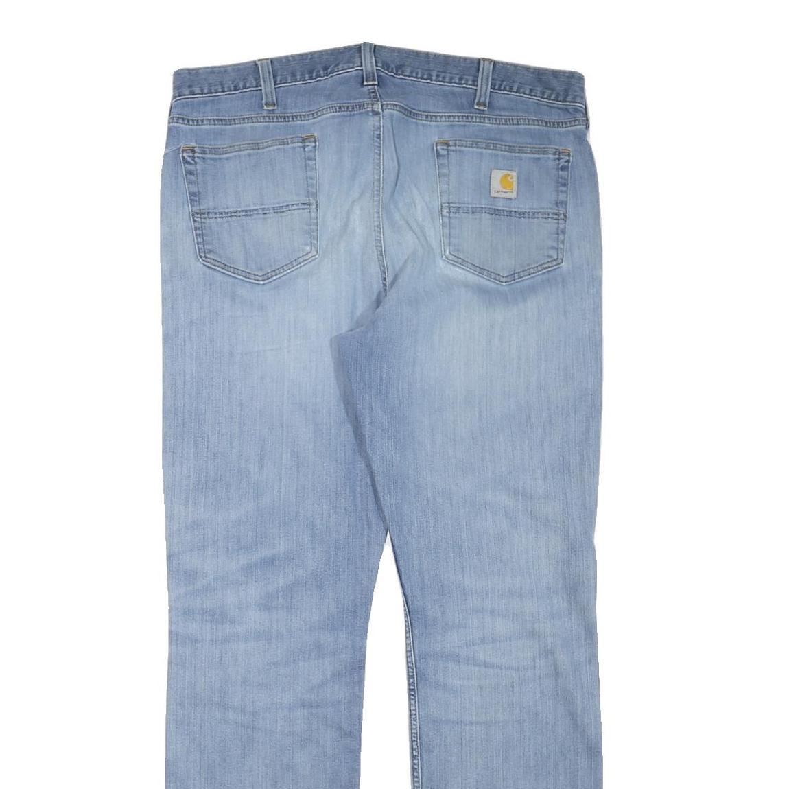 CARHARTT Mens Jeans Blue Regular Straight Denim Light W38 L34 Zip Cotton Blend