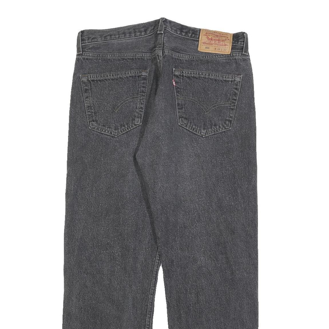 LEVI'S 501 Mens Jeans Black Regular Straight Denim Raw W34 L28 Button Closure