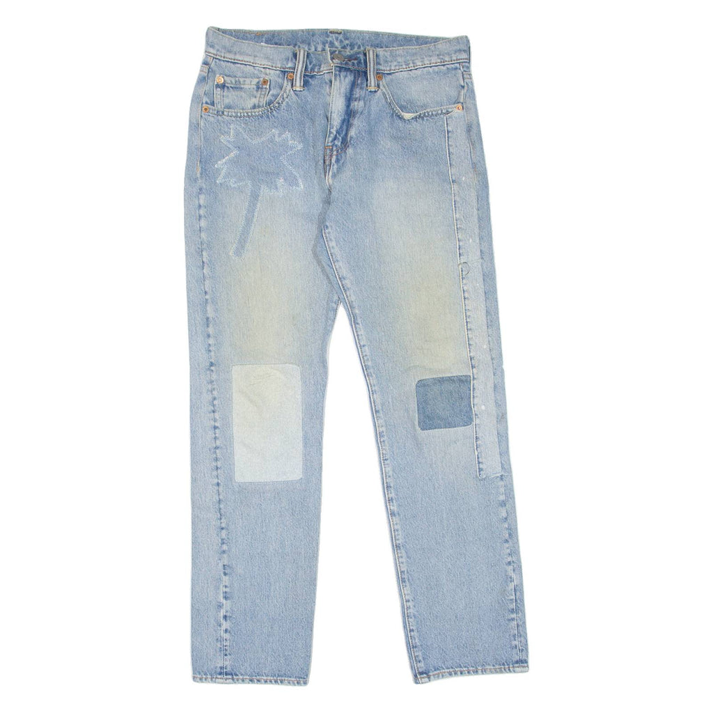 LEVI'S 502 Jeans Customised Mens Blue Regular Tapered Stone Wash W28 L30