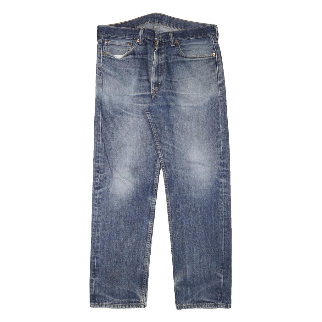 LEVI'S 505 Mens Jeans Blue Regular Straight Denim Medium W35 L30 Classic Zip