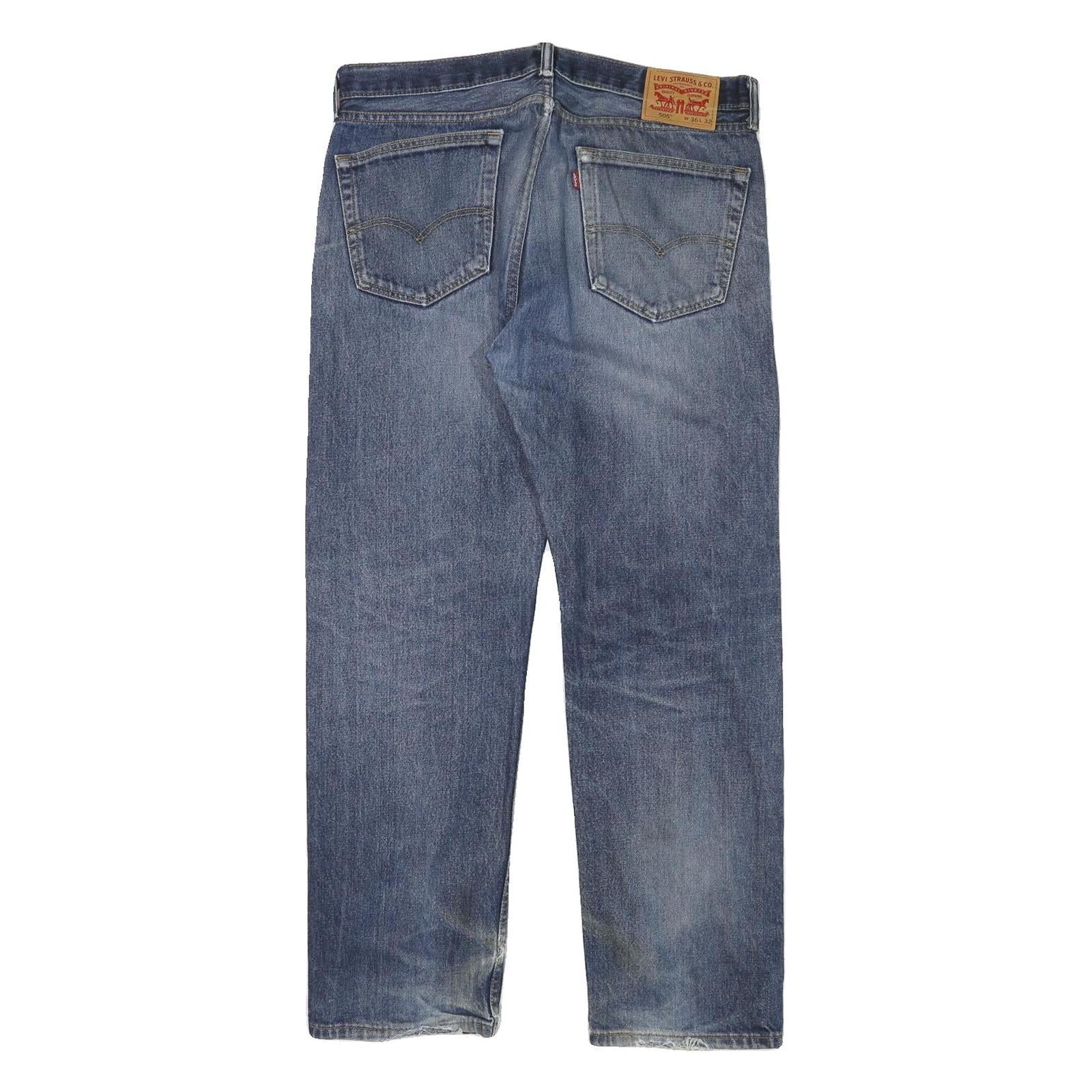 LEVI'S 505 Mens Jeans Blue Regular Straight Denim Medium W35 L30 Classic Zip