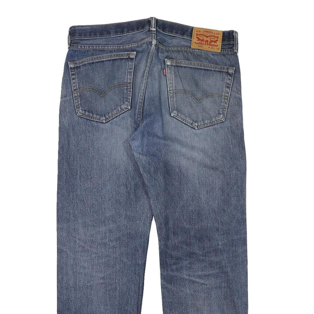 LEVI'S 505 Mens Jeans Blue Regular Straight Denim Medium W35 L30 Classic Zip