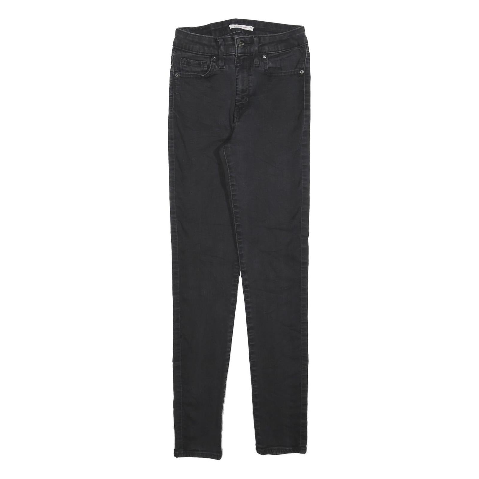 LEVI'S 721 Womens Jeans Black Slim Skinny Denim Medium W26 L30 Stretch Zip