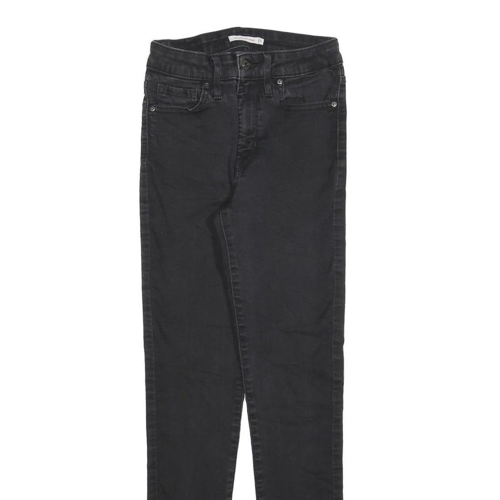 LEVI'S 721 Womens Jeans Black Slim Skinny Denim Medium W26 L30 Stretch Zip