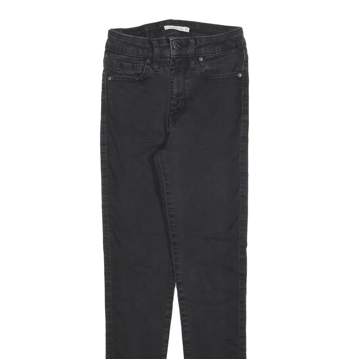 LEVI'S 721 Womens Jeans Black Slim Skinny Denim Medium W26 L30 Stretch Zip