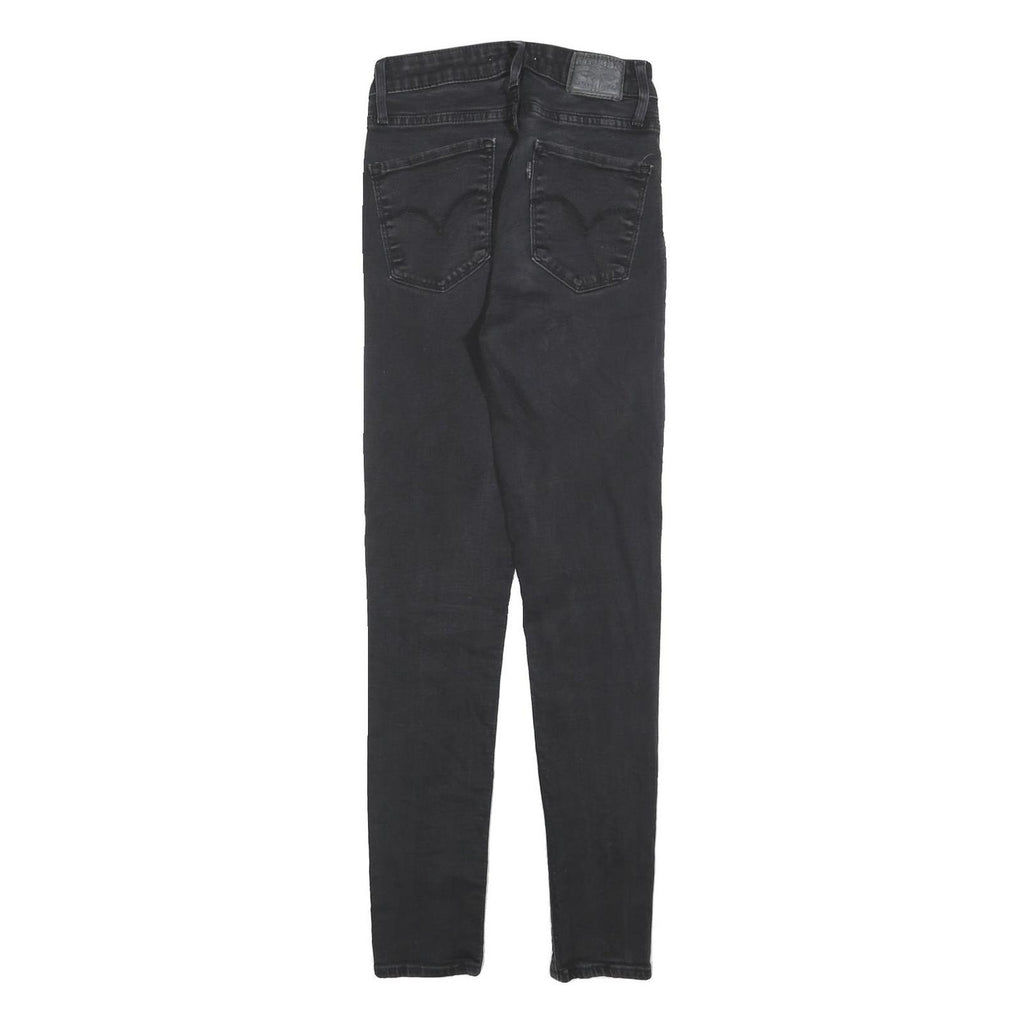 LEVI'S 721 Womens Jeans Black Slim Skinny Denim Medium W26 L30 Stretch Zip