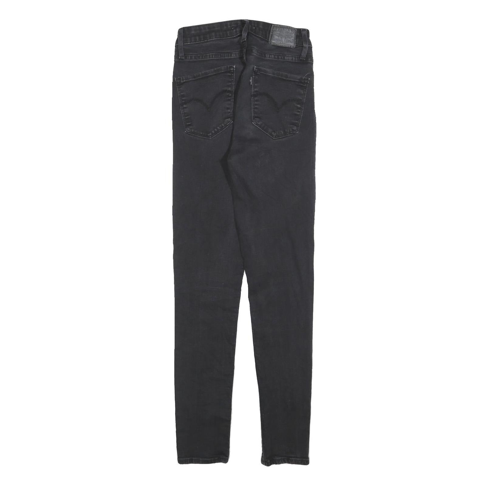 LEVI'S 721 Womens Jeans Black Slim Skinny Denim Medium W26 L30 Stretch Zip