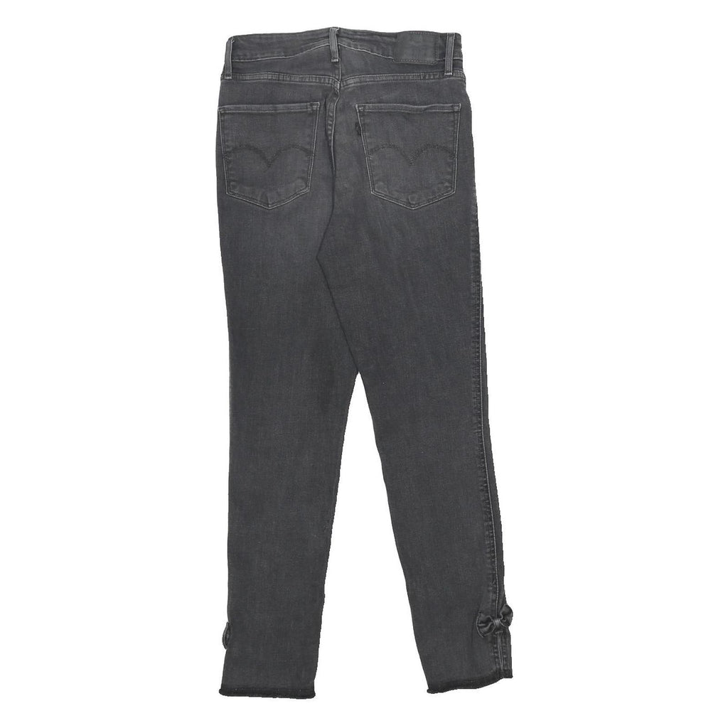 LEVI'S 721 Womens Slim Black Denim Raw Hem Bow Detail W27 L27 Jeans