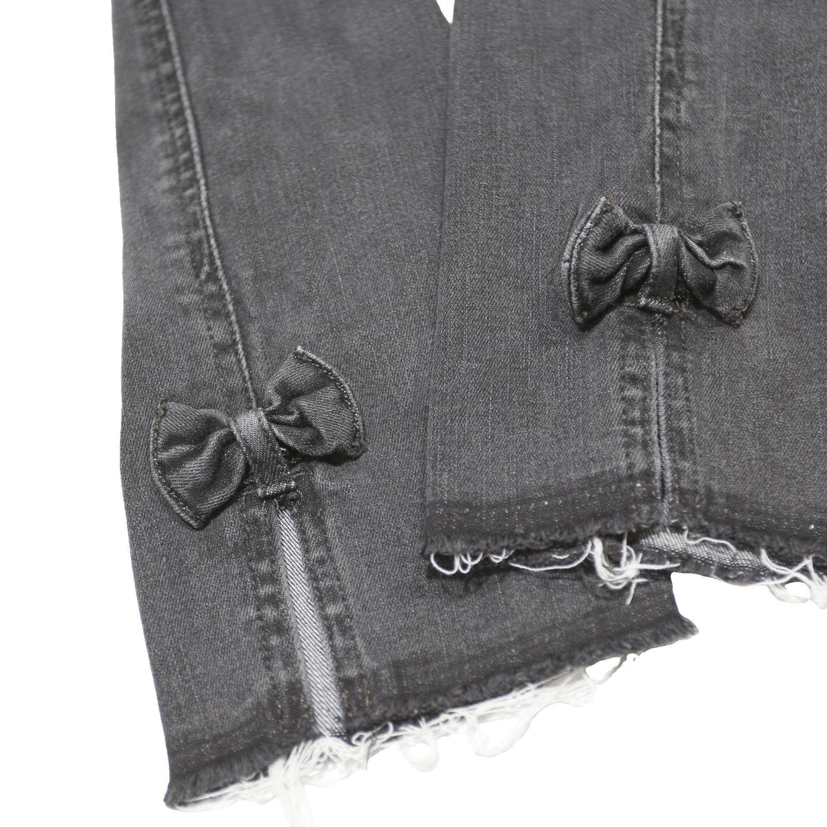 LEVI'S 721 Womens Slim Black Denim Raw Hem Bow Detail W27 L27 Jeans