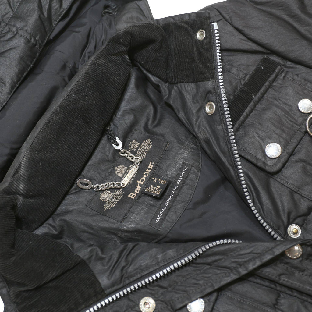 BARBOUR Womens Black Quilted Jacket UK 8 Polyester Blend Long Sleeve Hooded Zip