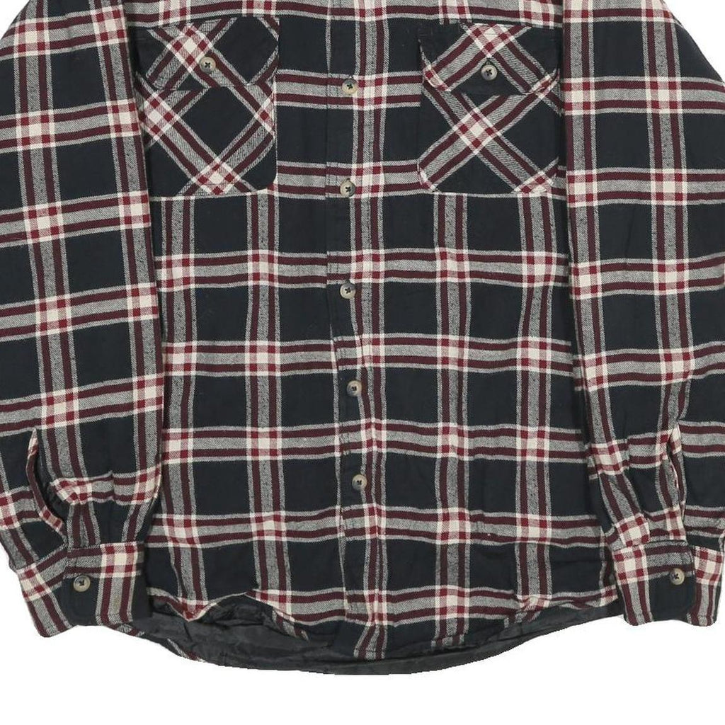 WRANGLER Mens Black & Burgundy Check Jacket L Cotton Blend Button Closure