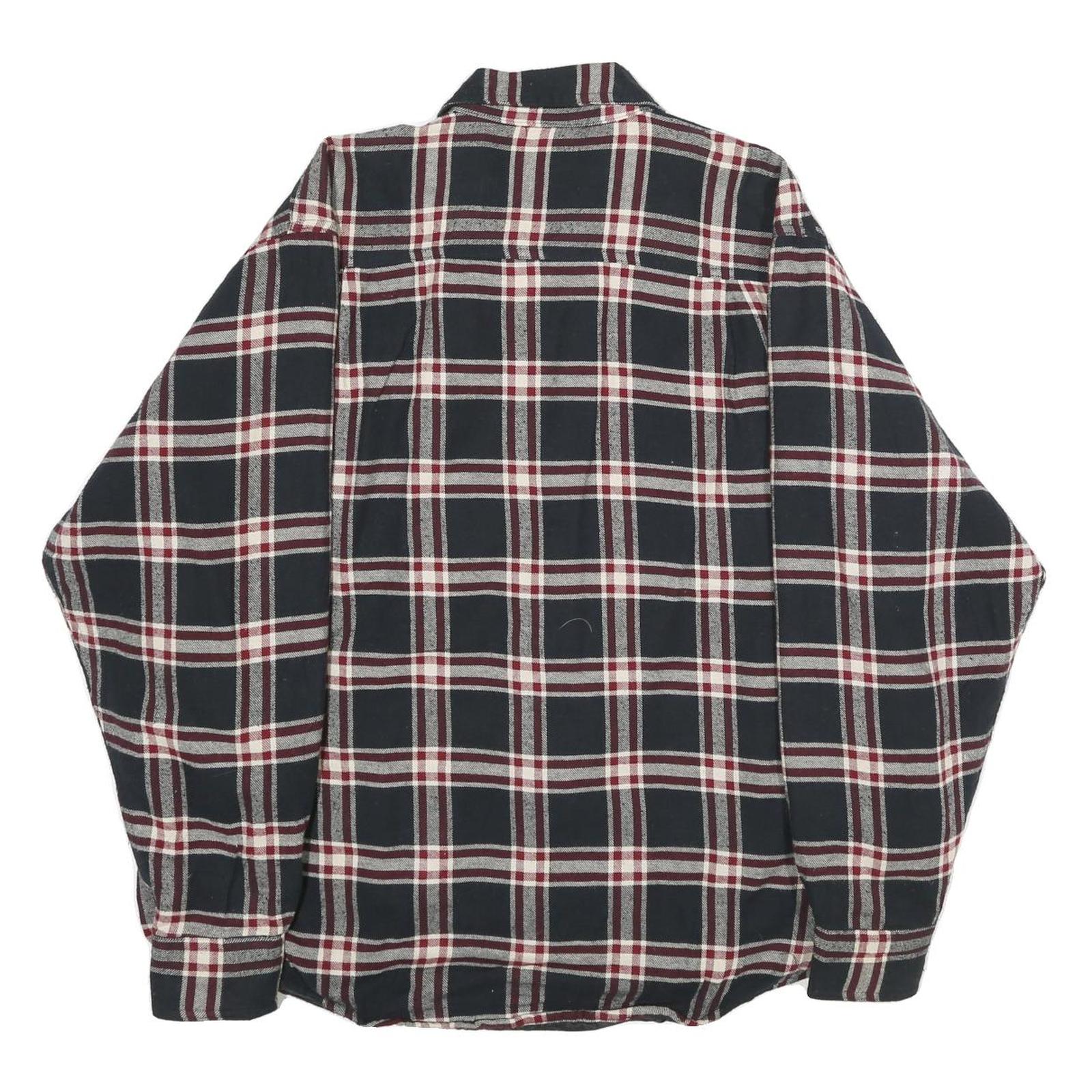 WRANGLER Mens Black & Burgundy Check Jacket L Cotton Blend Button Closure