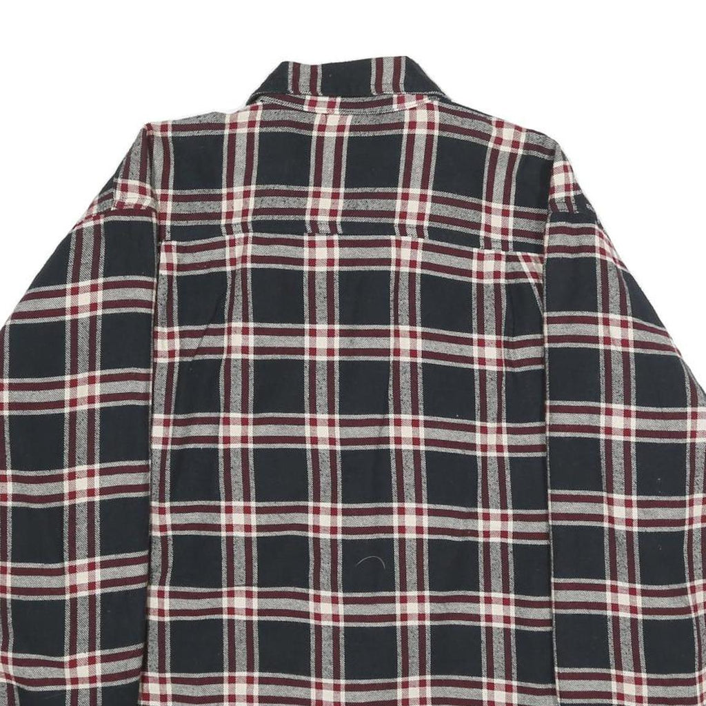 WRANGLER Mens Black & Burgundy Check Jacket L Cotton Blend Button Closure