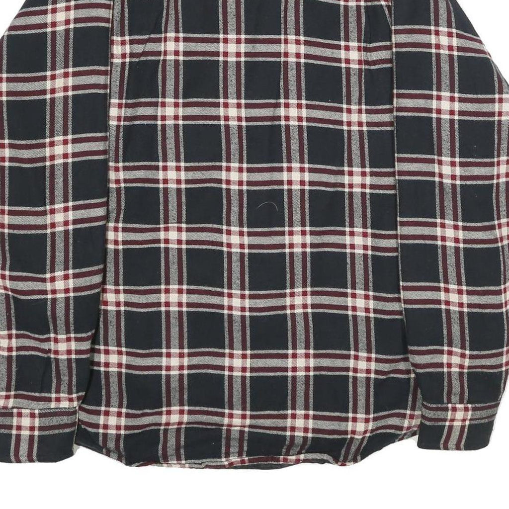 WRANGLER Mens Black & Burgundy Check Jacket L Cotton Blend Button Closure