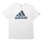 ADIDAS Mens White Cotton Blend Graphic Logo T-Shirt S Short Sleeve Crew Neck