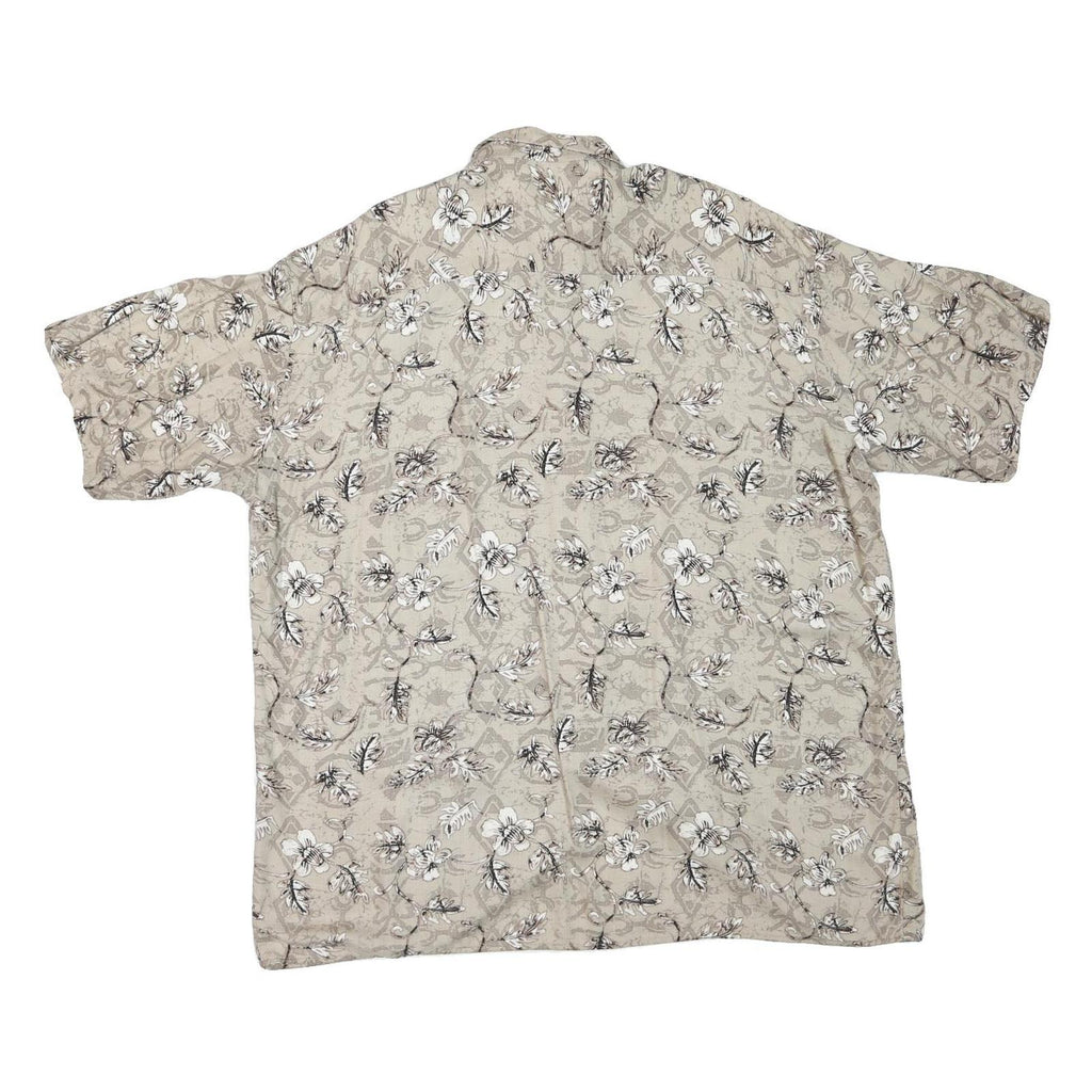 J FERRAR Mens Beige Rayon Floral Shirt XL Summer Casual Relaxed Fit