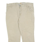 CARHARTT Mens Cotton Blend Beige Relaxed Tapered Trousers W42 L27 Workwear Zip