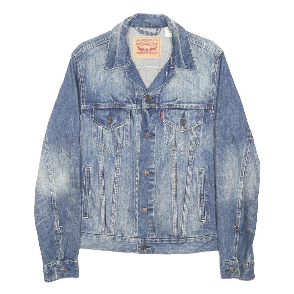 LEVI'S Mens Blue Denim Jacket S Cotton Blend Button Closure Classic Style Casual