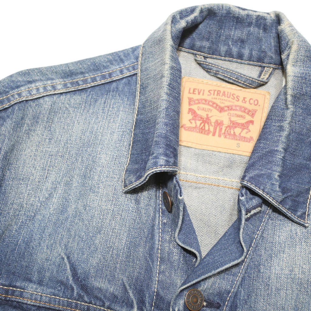 LEVI'S Mens Blue Denim Jacket S Cotton Blend Button Closure Classic Style Casual