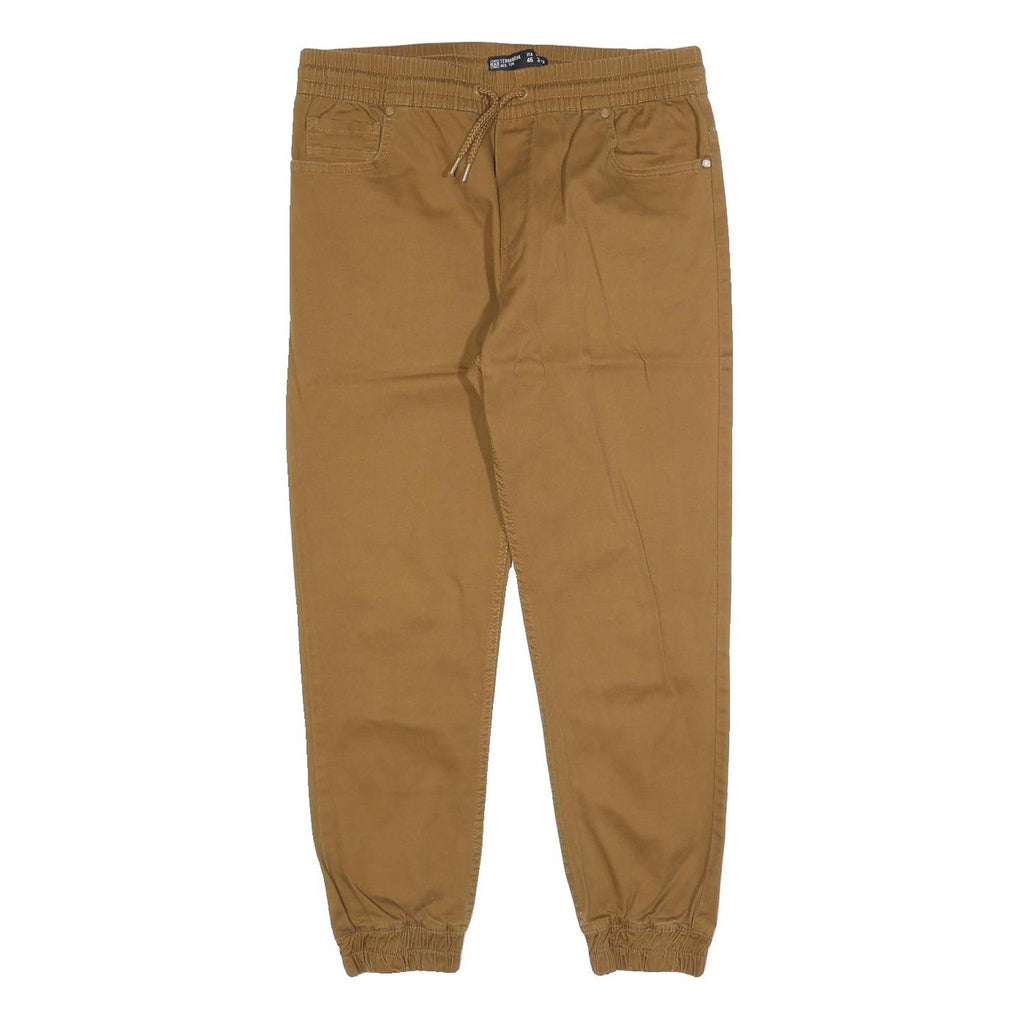 TERRANOVA Mens Cotton Blend Brown Regular Jogger Trousers W32 L28 Drawstring