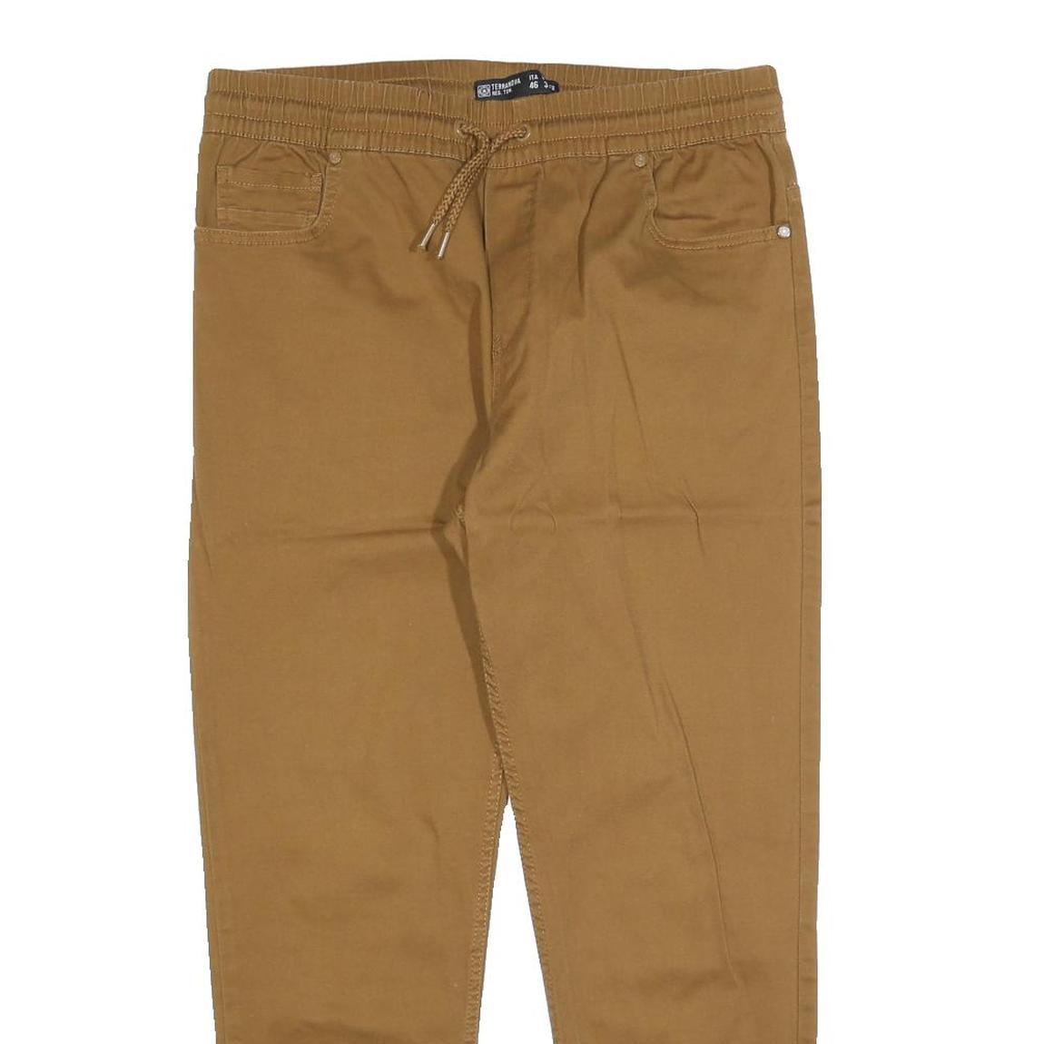 TERRANOVA Mens Cotton Blend Brown Regular Jogger Trousers W32 L28 Drawstring