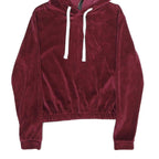 FB SISTER Womens Burgundy Velvet Pullover Hoodie XS Soft Luxe Comfort Fit