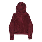 FB SISTER Womens Burgundy Velvet Pullover Hoodie XS Soft Luxe Comfort Fit
