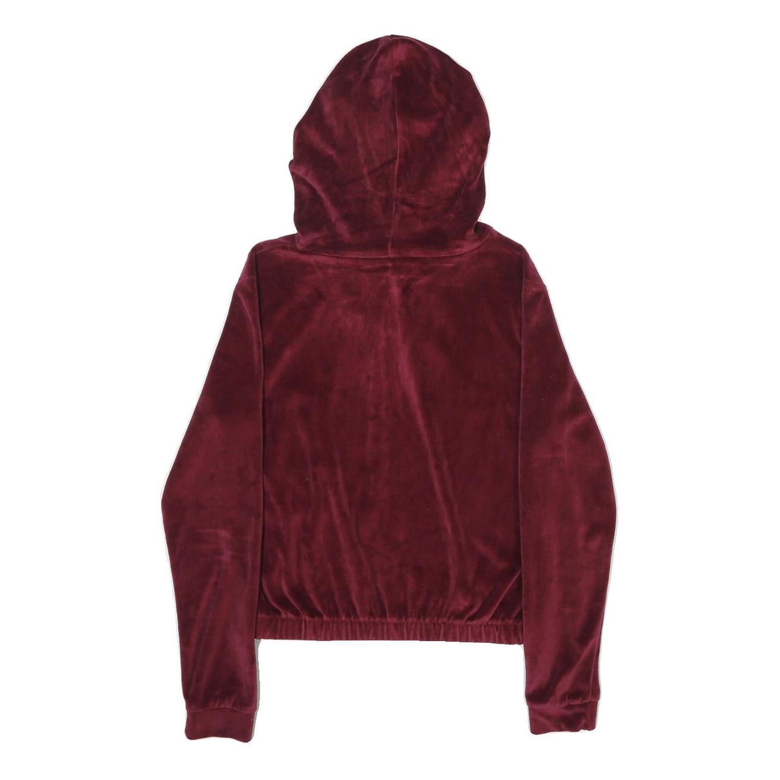 FB SISTER Womens Burgundy Velvet Pullover Hoodie XS Soft Luxe Comfort Fit