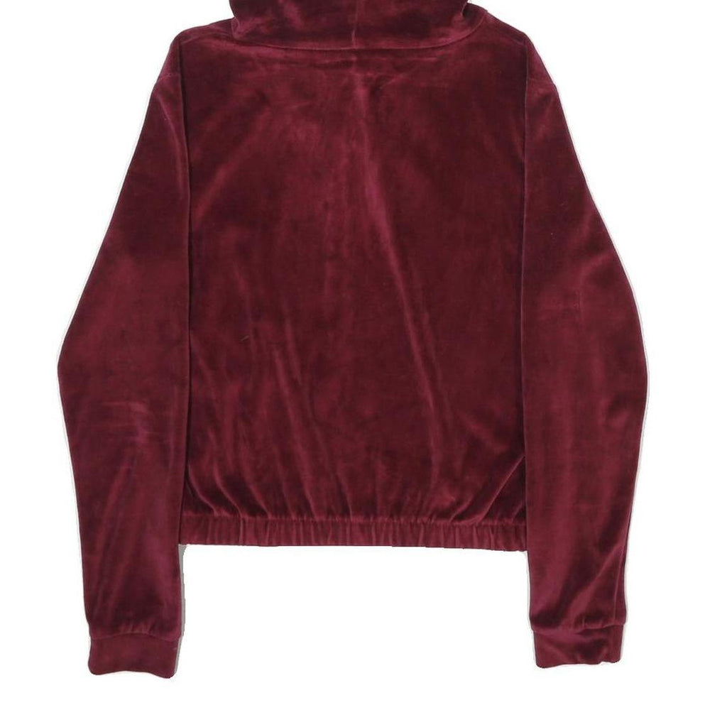FB SISTER Womens Burgundy Velvet Pullover Hoodie XS Soft Luxe Comfort Fit