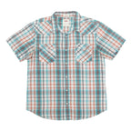 LEVI'S Mens Blue & Brown Plaid Cotton Blend Shirt XL Casual Short Sleeve