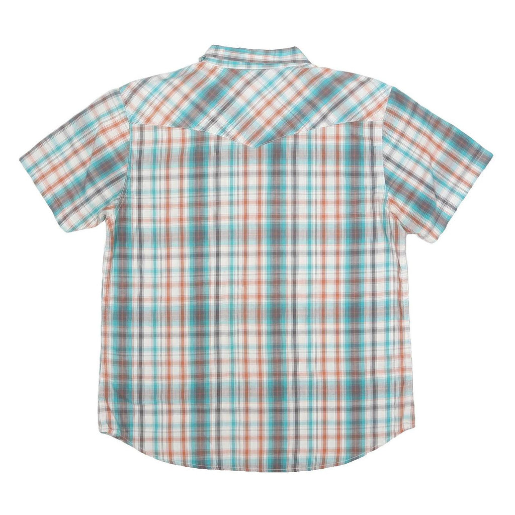 LEVI'S Mens Blue & Brown Plaid Cotton Blend Shirt XL Casual Short Sleeve