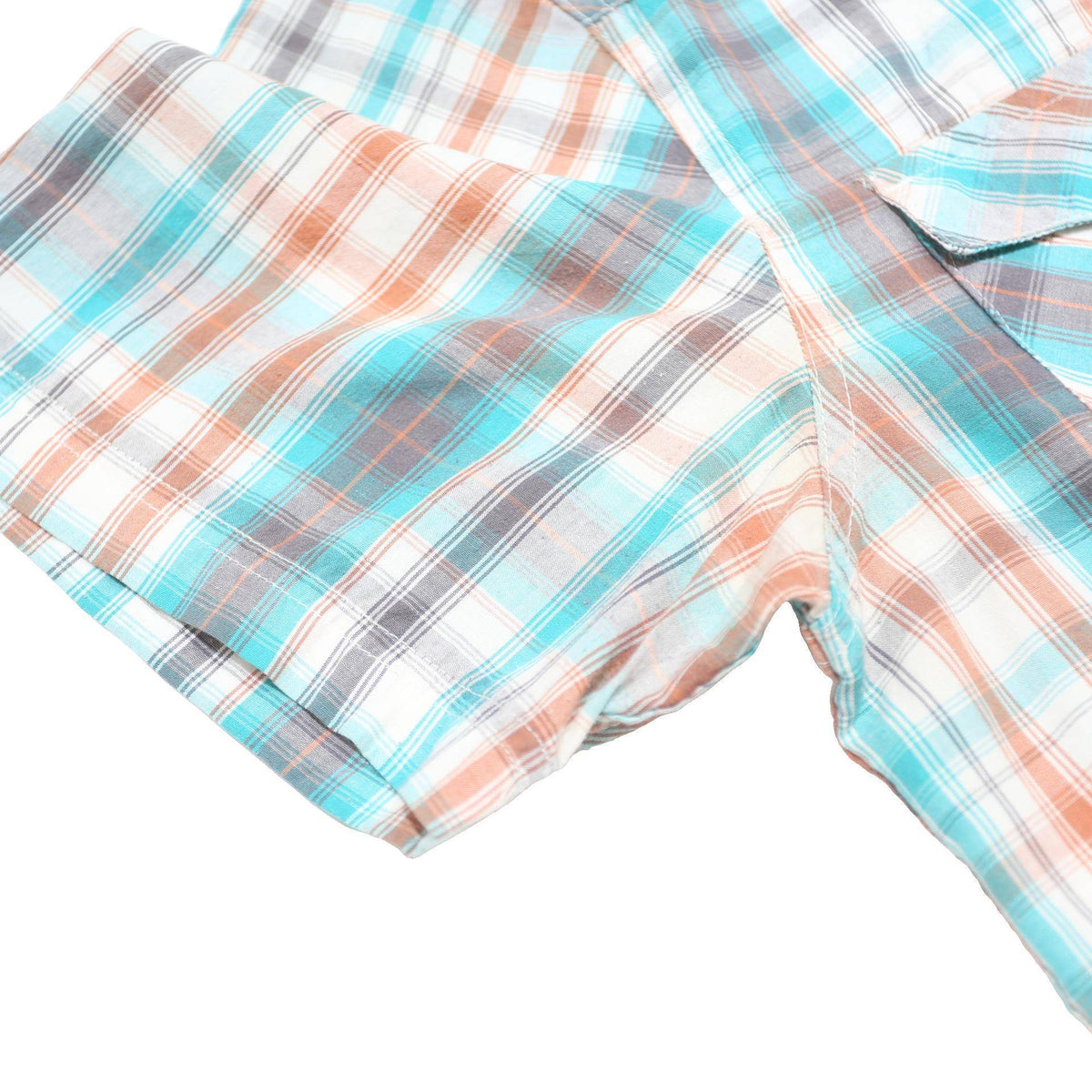 LEVI'S Mens Blue & Brown Plaid Cotton Blend Shirt XL Casual Short Sleeve