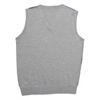 CAMBRIDGE CLASSICS Mens Grey & Brown Argyle V-Neck Patterned Basic Knit M Jumper