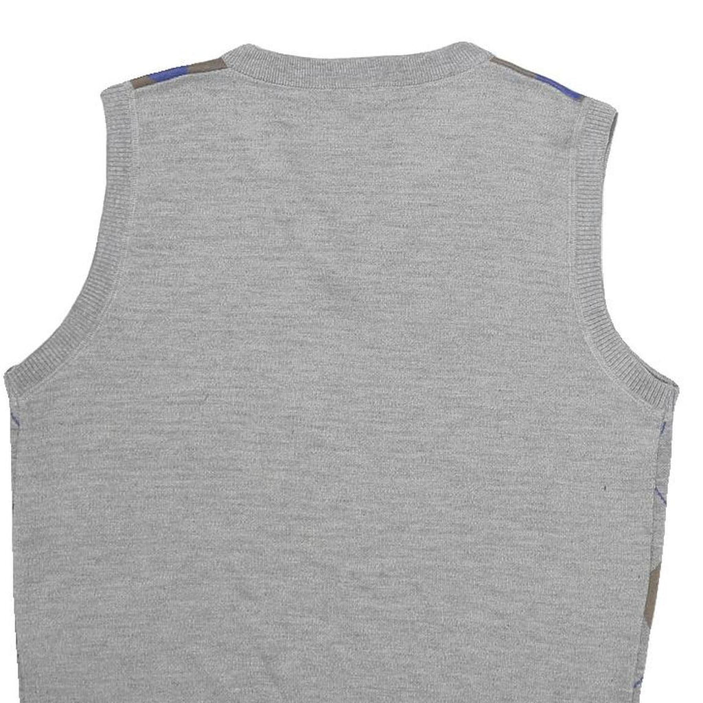 CAMBRIDGE CLASSICS Mens Grey & Brown Argyle V-Neck Patterned Basic Knit M Jumper