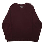 EDDIE BAUER Mens Maroon Plain Crew Neck Basic Knit Jumper XL Casual Cotton