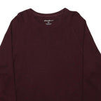 EDDIE BAUER Mens Maroon Plain Crew Neck Basic Knit Jumper XL Casual Cotton