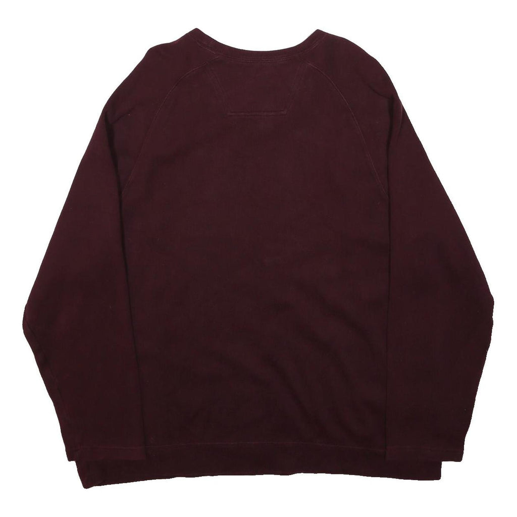 EDDIE BAUER Mens Maroon Plain Crew Neck Basic Knit Jumper XL Casual Cotton