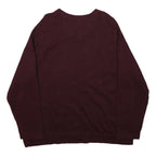 EDDIE BAUER Mens Maroon Plain Crew Neck Basic Knit Jumper XL Casual Cotton