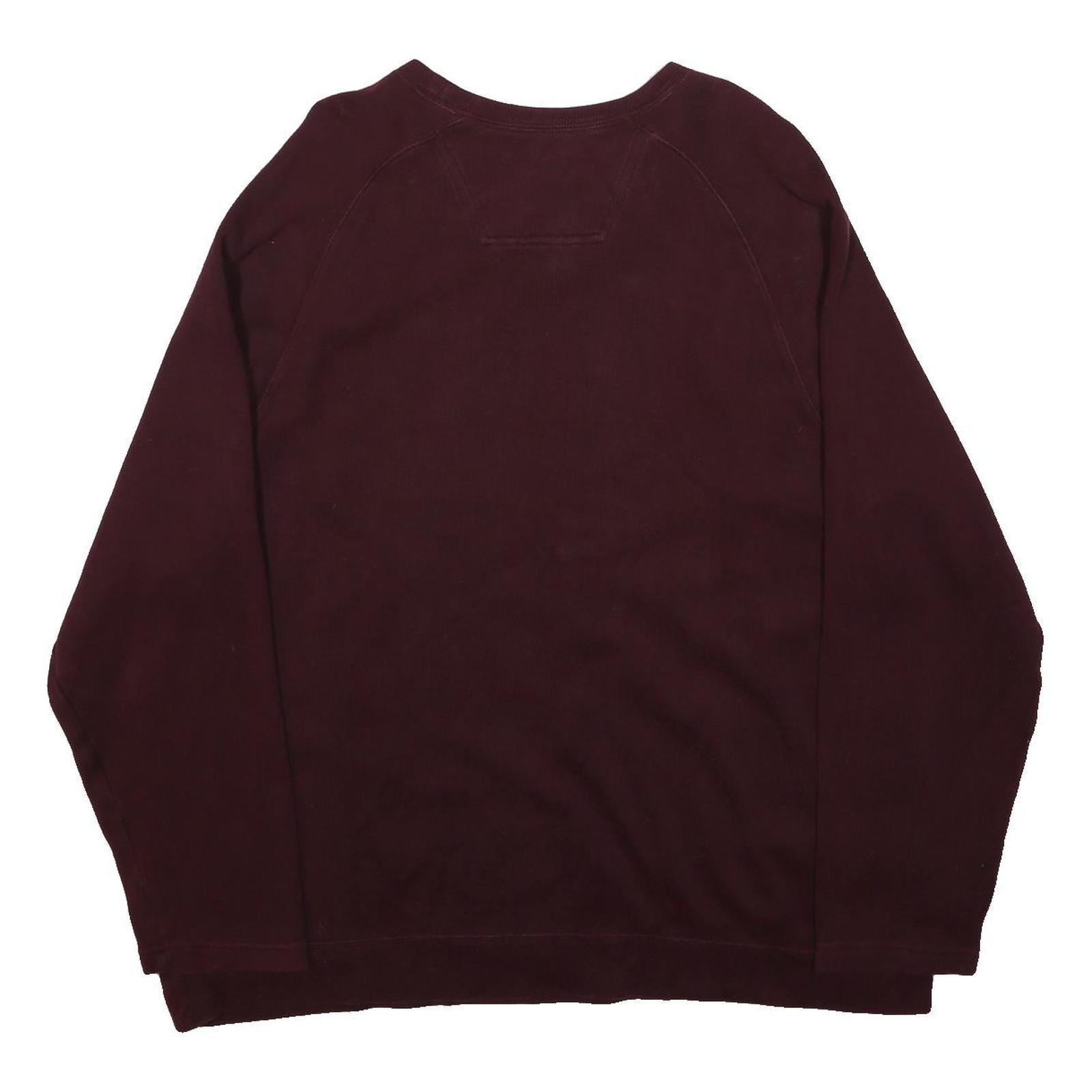 EDDIE BAUER Mens Maroon Plain Crew Neck Basic Knit Jumper XL Casual Cotton