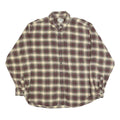 LL BEAN Mens Beige & Maroon Check Shirt XL Cotton Blend Button-Down Casual
