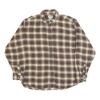 LL BEAN Mens Beige & Maroon Check Shirt XL Cotton Blend Button-Down Casual