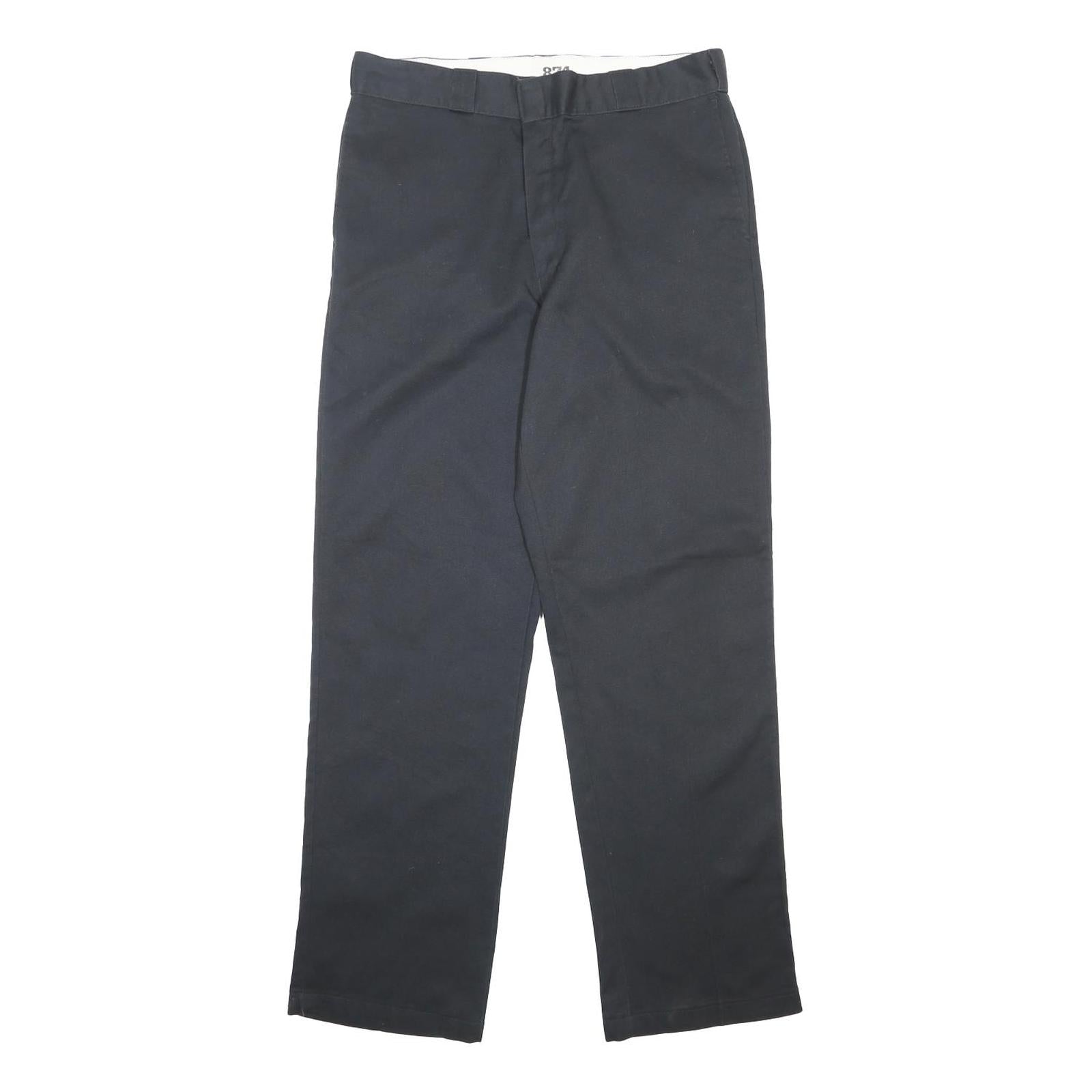 DICKIES Mens Cotton Blend Black Regular Fit Straight Leg Trousers W36 L34