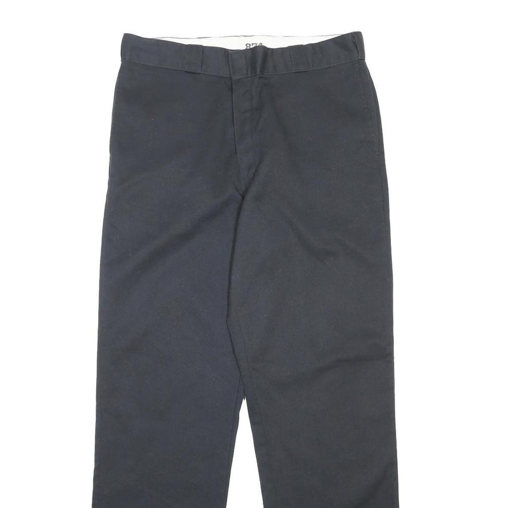DICKIES Mens Cotton Blend Black Regular Fit Straight Leg Trousers W36 L34