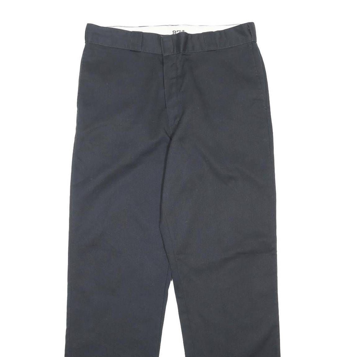 DICKIES Mens Cotton Blend Black Regular Fit Straight Leg Trousers W36 L34