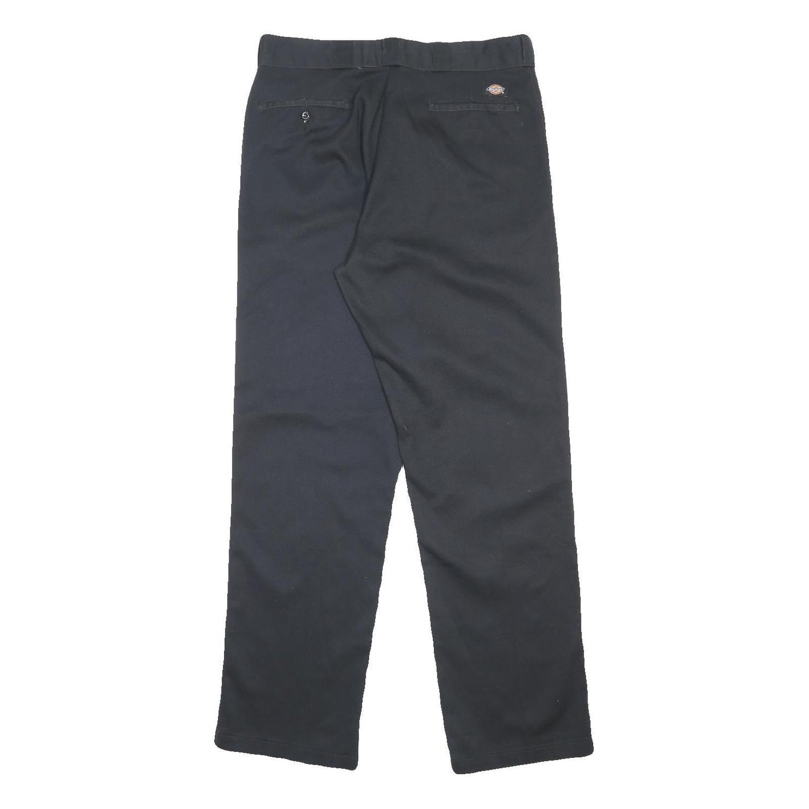 DICKIES Mens Cotton Blend Black Regular Fit Straight Leg Trousers W36 L34