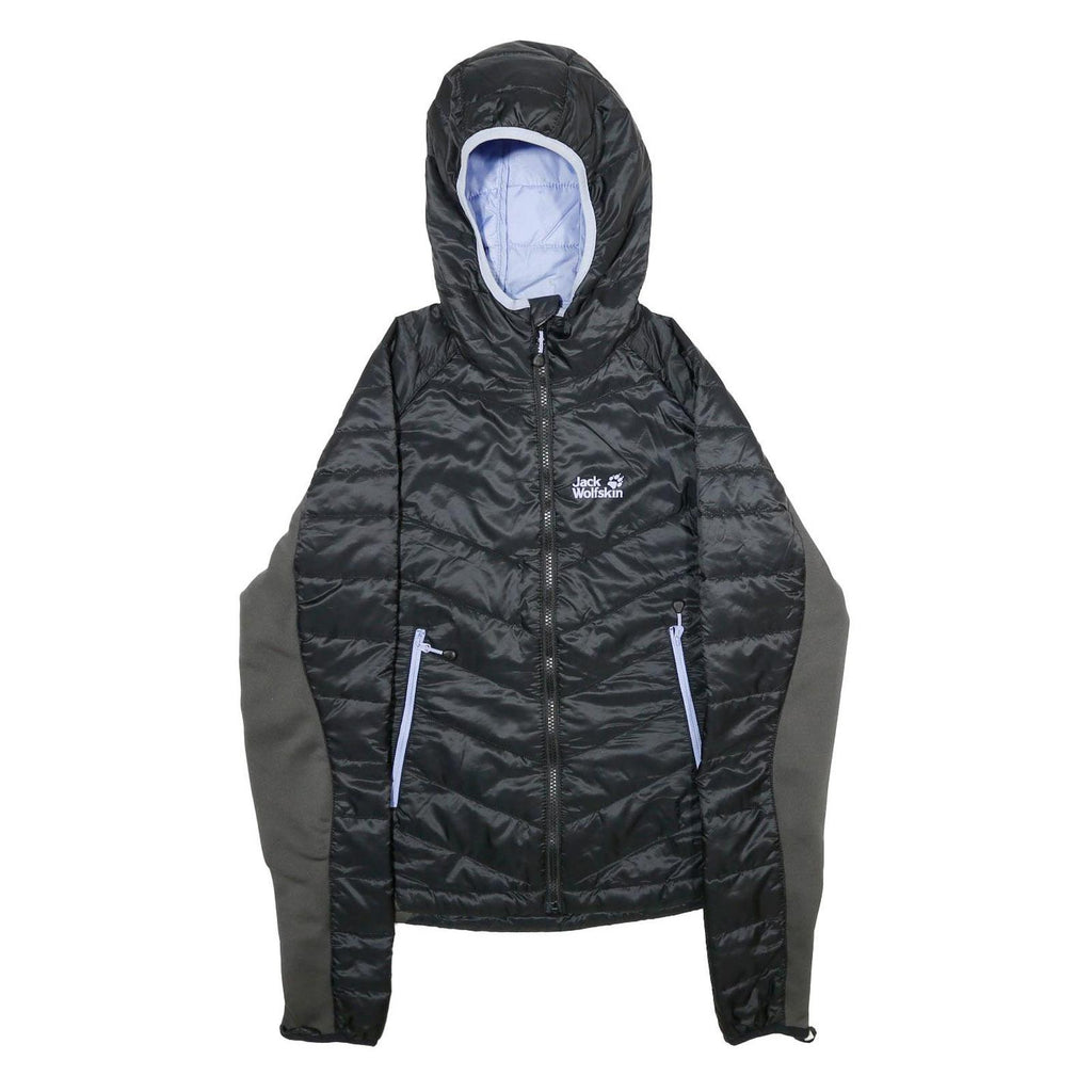 JACK WOLFSKIN Womens Black Outdoor Jacket UK 10 Polyester Blend Puffer Hooded