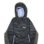 JACK WOLFSKIN Womens Black Outdoor Jacket UK 10 Polyester Blend Puffer Hooded