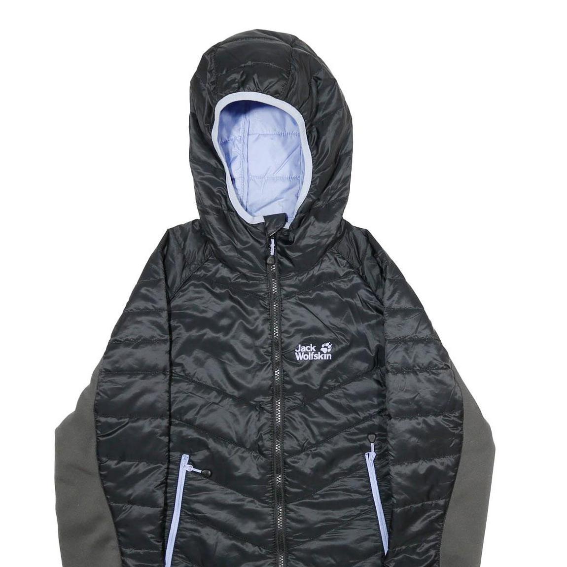 JACK WOLFSKIN Womens Black Outdoor Jacket UK 10 Polyester Blend Puffer Hooded